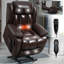 Fauteuil inclinable à deux moteurs en cuir véritable à position infinie-1465292767