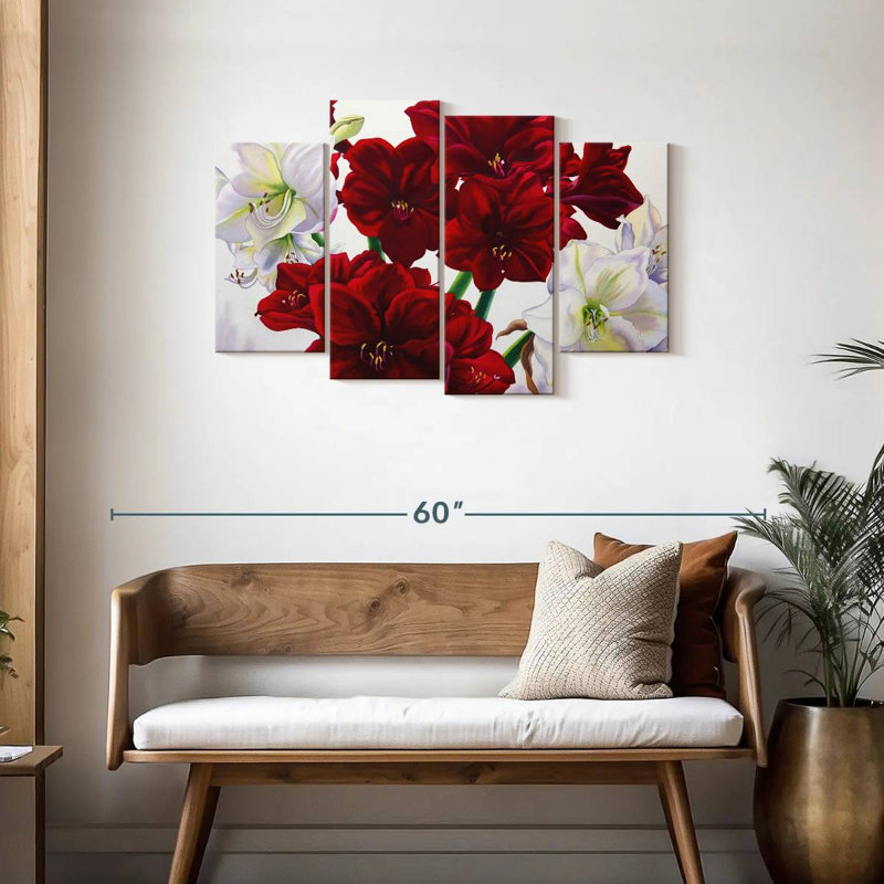 Amaryllis Harnek rouge et blanc, H 27 po x l 43 po