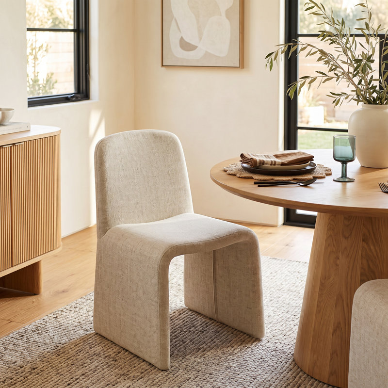 Holt Upholstered Back Side Chair, Heather Beige Basketweave