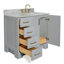 Meuble-lavabo simple en bois massif 37 po gris Freitas avec plateau en marbre de Carrare 0,75 po, évier droit décalé-304109143-304109142-271566831