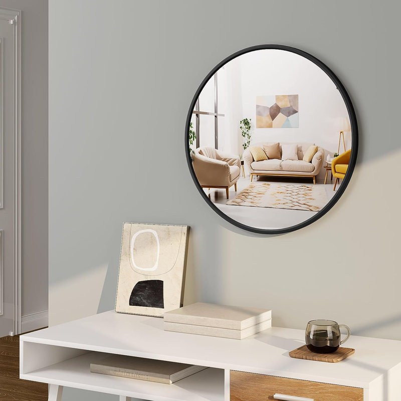 Shantris Metal Wall Mirror, 60 cm H x 60 cm W, Black