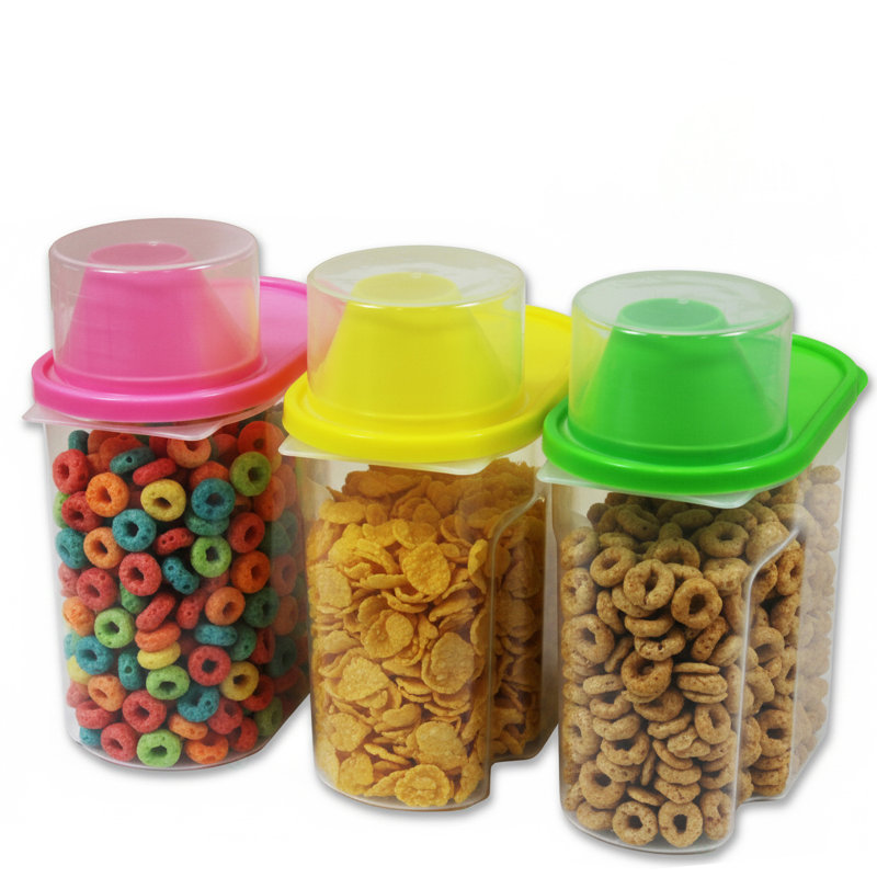 Small BPA-Free Food Storage Containers with Lid - Perfect for Storing Flour, Sugar, Grains, Rice, Cereals, and Baking Supplies for Better Kitchen Organization - 3 in Green, Pink, and Yellow