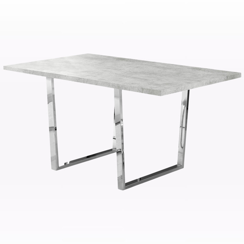 Arissa Luxury Look Dining Table in Grey Top & Chrome Base Finish, 29.97'' H X 58.83'' W X 35.35'' D