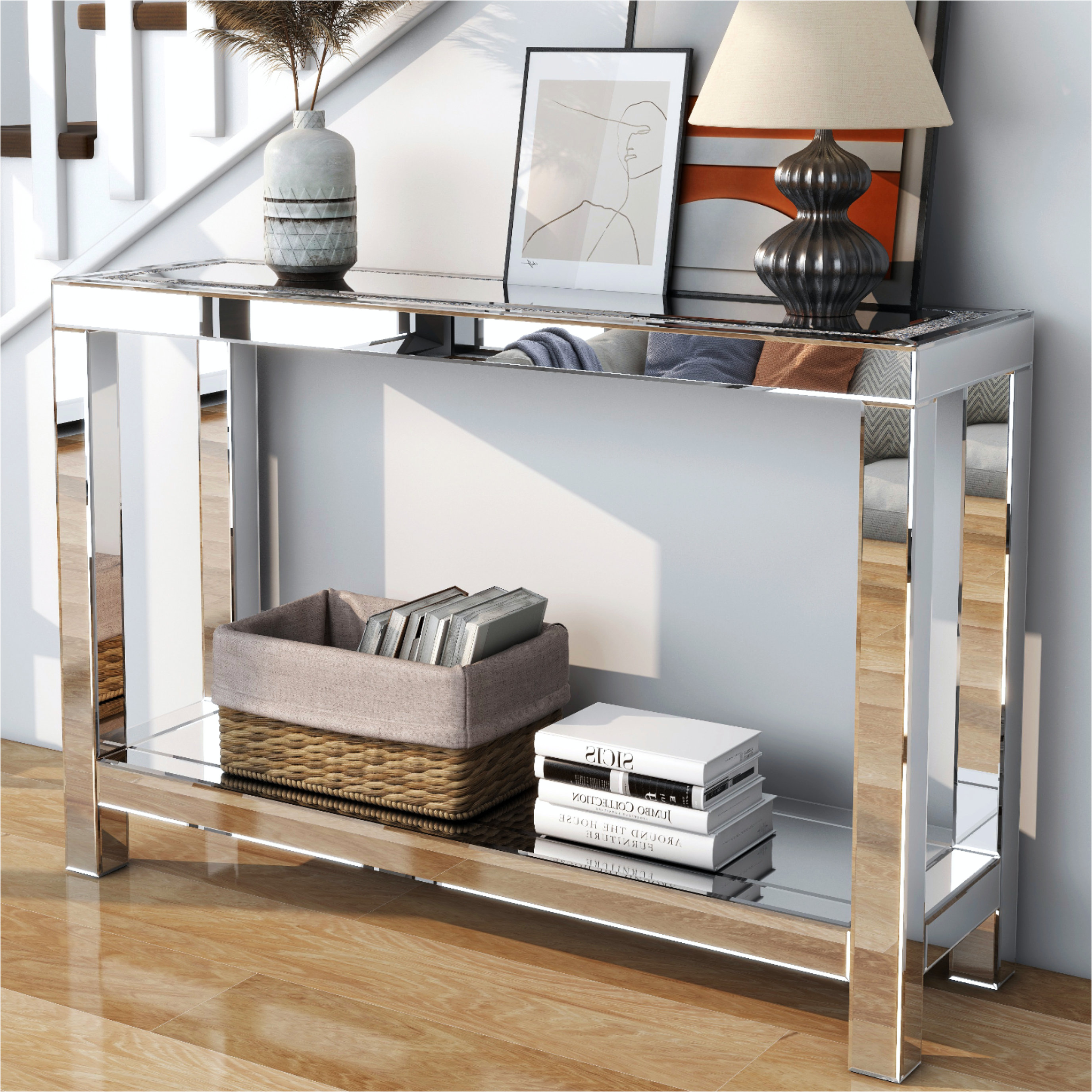 Mercer41 Rhylan Mirrored-top Console Table 47.2” | Wayfair