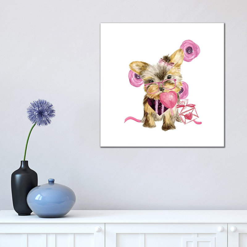 Valentine Puppy VI by Melissa Wang - Wrapped Canvas Painting, 45.72 cm H x 45.72 cm W x 3.175 cm D