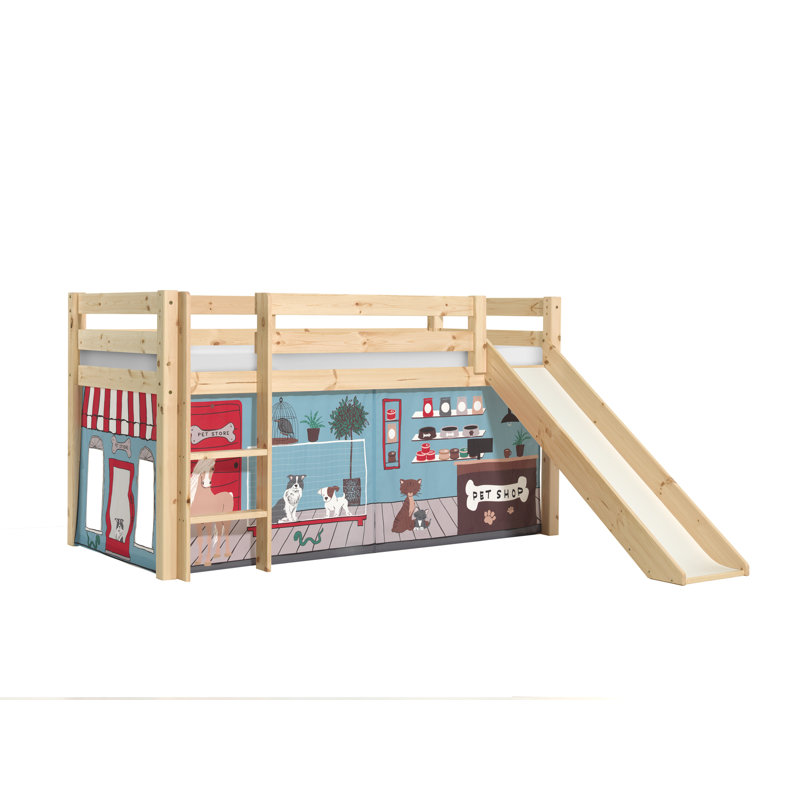 Pino European Single (90 x 200cm) Mid Sleeper Loft Bed Bed by Vipack, Oak