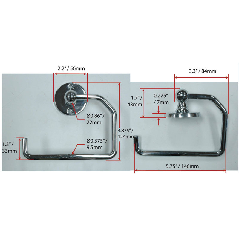 Euro Wall Mount Toilet Paper Holder, Chrome