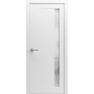 Porte intérieure moderne en bois pré-montée avec quincaillerie Planum 0660 Blanc Soie Panneau simple Cadre Moulures Portes robustes pour salle de bain et chambre à coucher - 24 po x 80 po