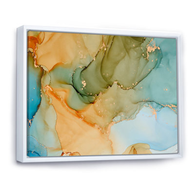 «Brown and Blue Luxury Abstract Fluid Art II», reproduction sur toile