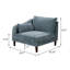 Chaise de coin modulaire à accoudoirs simples 33 pouces Rio, 2 coussins lombaires, bleu ardoise-61211128