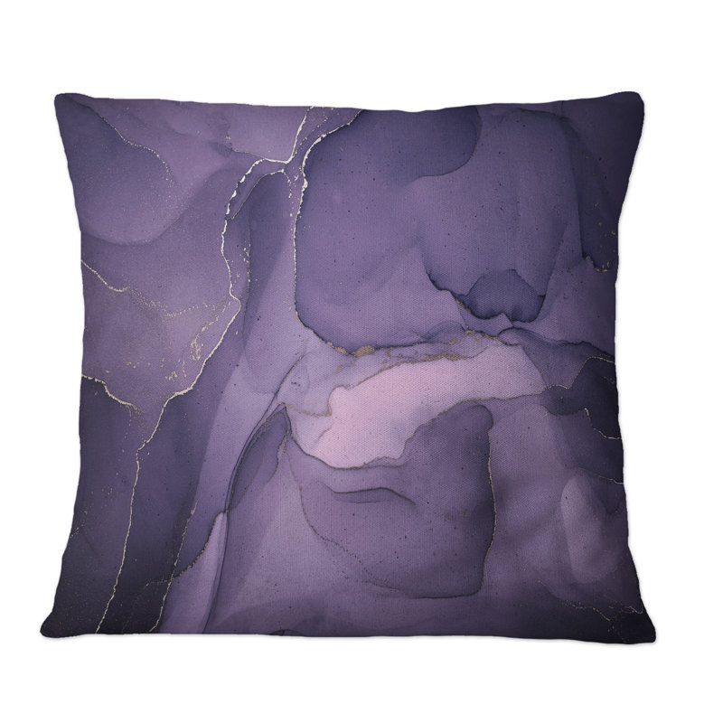 Coussin décoratif violet et gris Marble Ink Clouds II, 16 po x 16 po