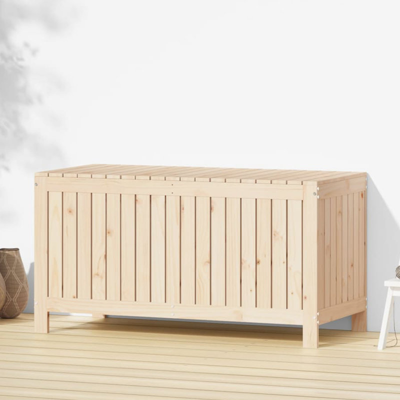 Rosalind Wheeler Daesha 121cm W 269L Water Resistant Pine Solid Wood Deck Box, Brown