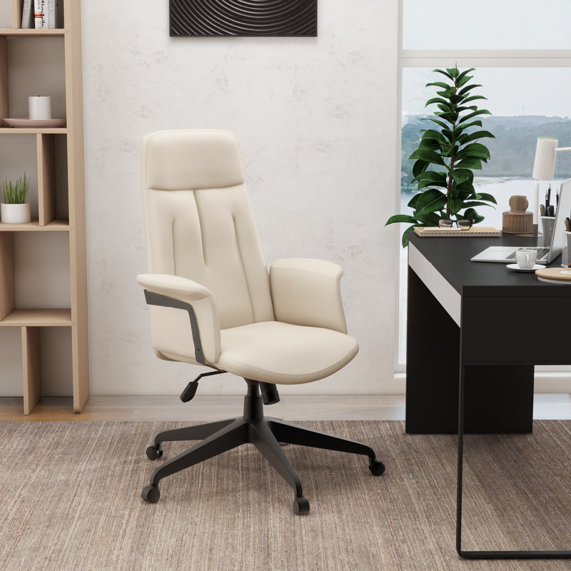 Fauteuil de bureau en cuir Philander, Tanné