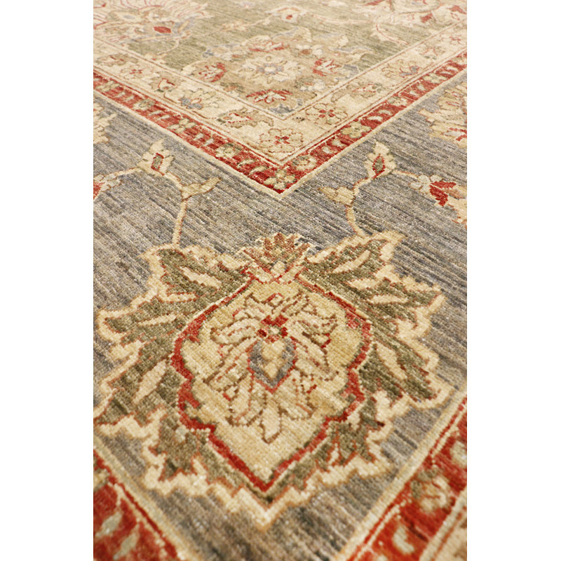 Denver Floral Symphony 9'10" Hand-Knotted Blue Wool Square Rug