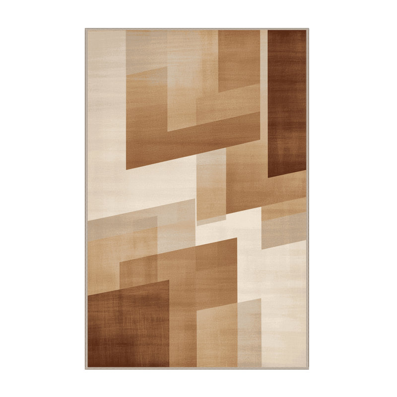 Machine Washable Peoro Sleek & Chic Modern Ombre Rug in Brown – Beige Binding, 6x9