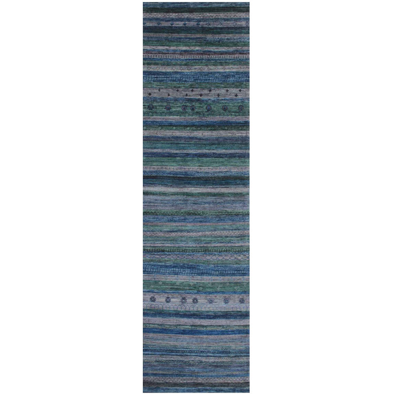 Traditional, Transitional One-of-a-Kind Runner 2'7" X 9'8" Hand Knotted Area Rug