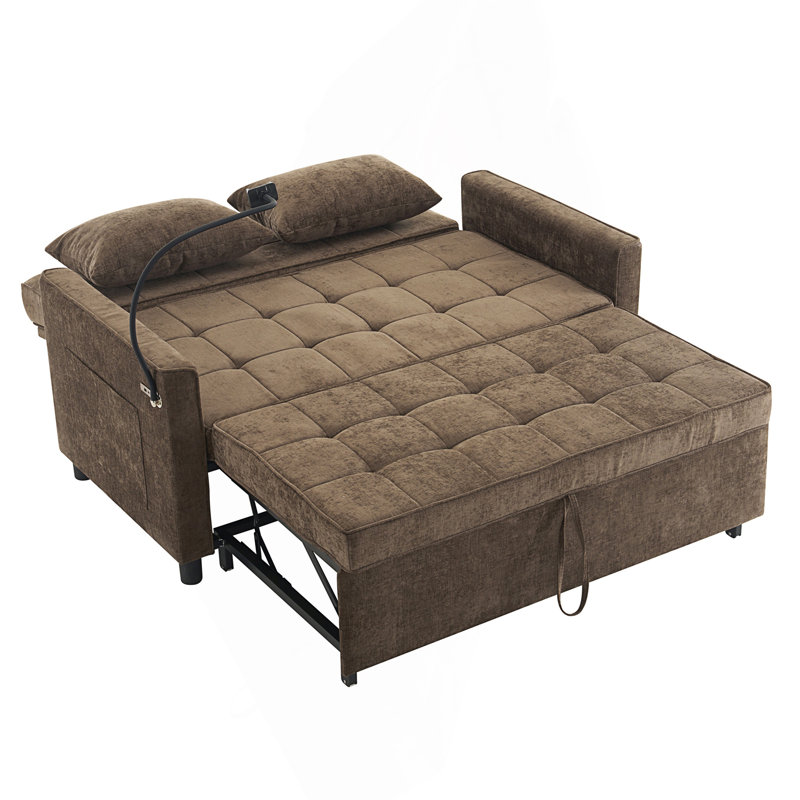 Canapé-lit, canapé-lit escamotable avec coussin de dossier réversible, canapé de salon
