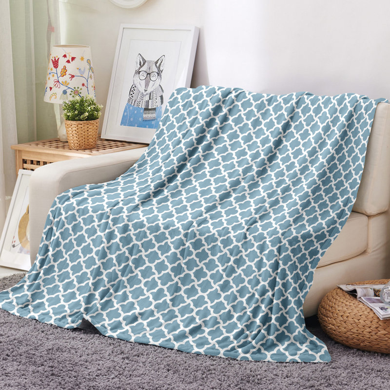  Jeté en velours moelleux Ogee Blue
