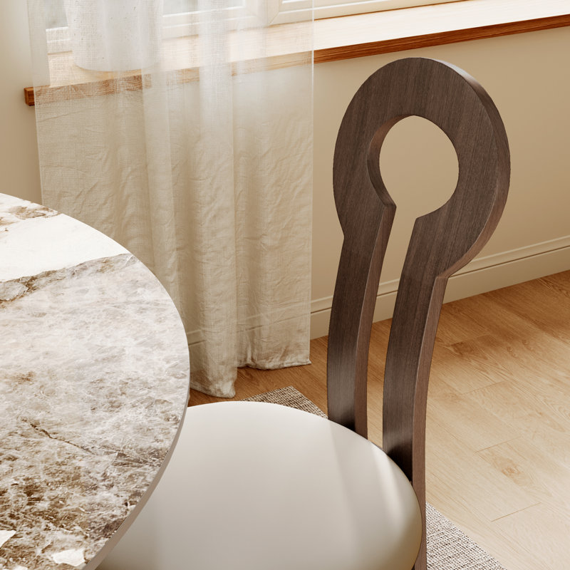 Chaises de salle à manger de style rétro avec cadre en bois massif Mid-Century rembourrées (ensemble de 2), Tanné