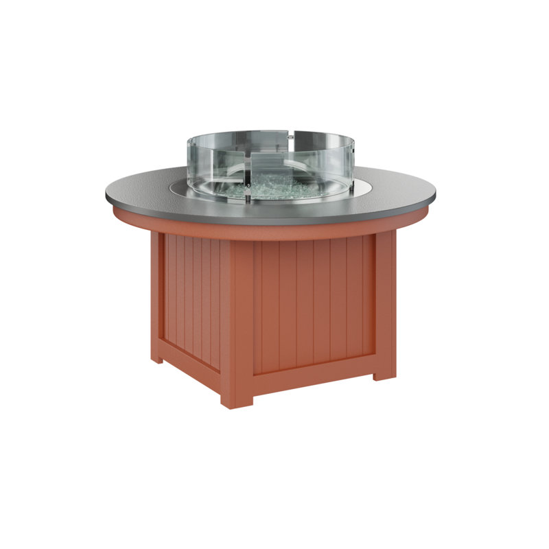 Foyer de table rond Berlin Gardens Donoma, H 25 po x l 44 po x P 44 po, Hammered Top Stainless with Mango Orange Base