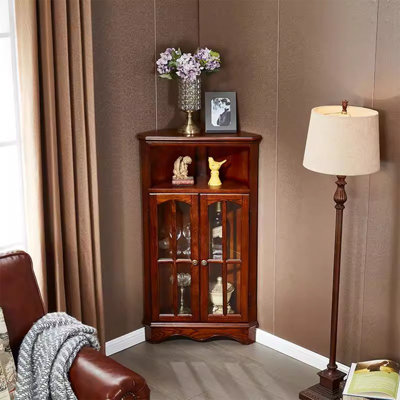 Nut-Brown Solid Wood Corner cabinet