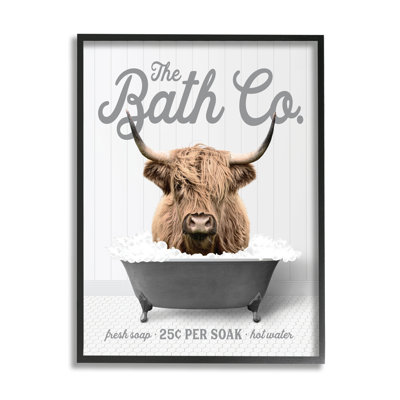 Ax-788-Giclee " Highland Cow Bubble Bath " by Lettered And Lined