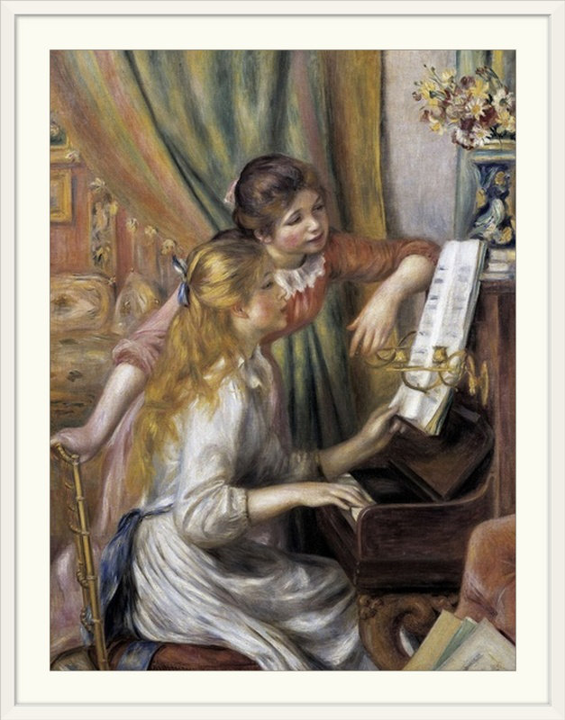 Deux jeunes filles au piano par Pierre-Auguste Renoir - reproduction, H 36 po x l 27 po x 1,5 po, Toile