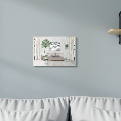 «Modern Living Room Interior Design Green Grey», impression