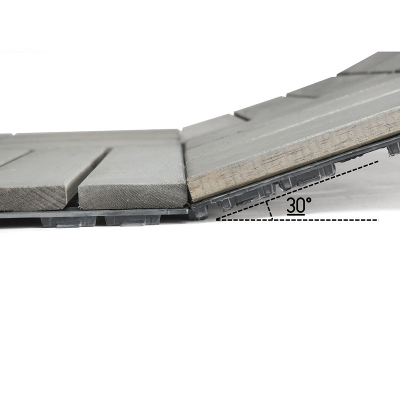 Ensemble de tuiles de terrasse emboîtables en bois gris clair Shemari 12 po x 12 po