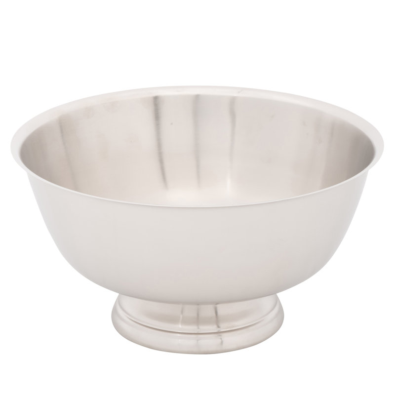 Bol décoratif en métal argenté, H 5,25 po x l 10 po x P 10 po