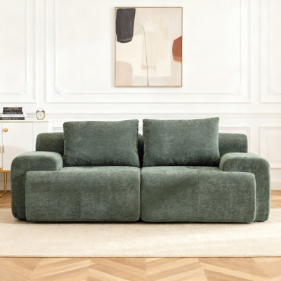Oversized Boneless U-Shaped Modular Sectional Sofa, Chenille Upholstery And Deep Seats, No Assembly Required, Green