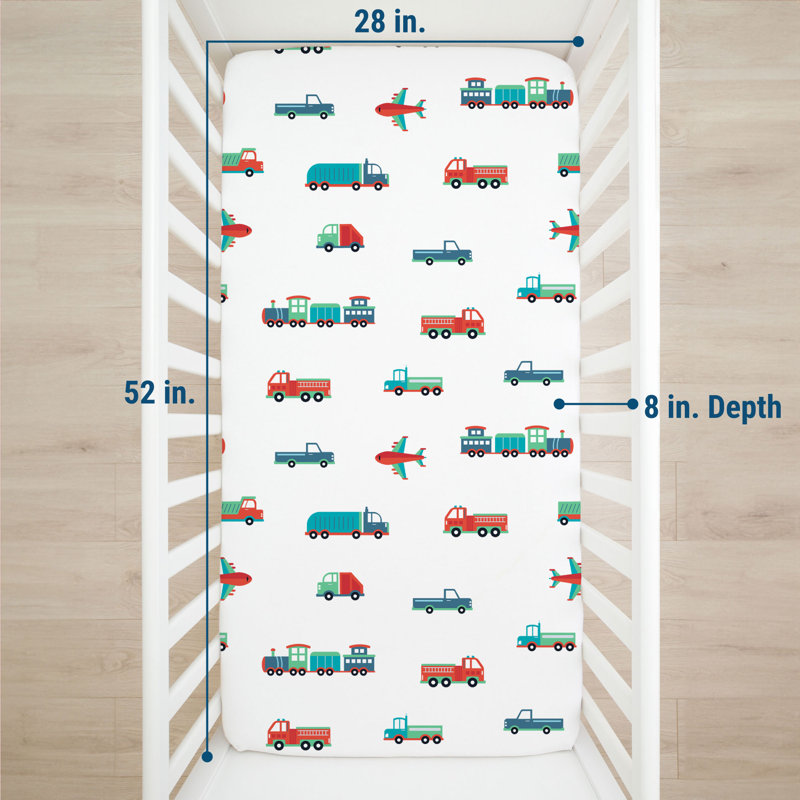 Wildkin 100% Cotton Fitted Crib Sheet – Soft & Breathable Fitted Sheet - Transportation