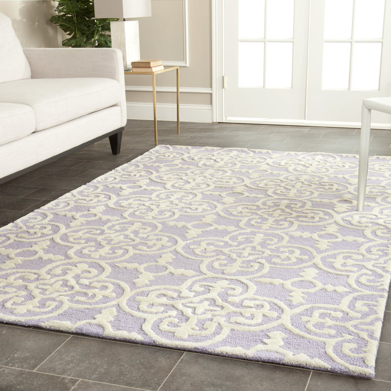 Tapis lavande / ivoire en laine touffeté à la main Clapham, Rectangle 9 pi x 12 pi