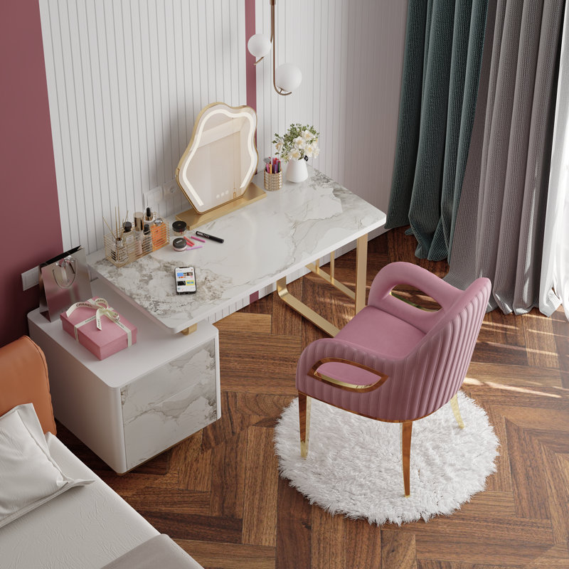 Pink Dining Chairs With Arms, Set Of 2