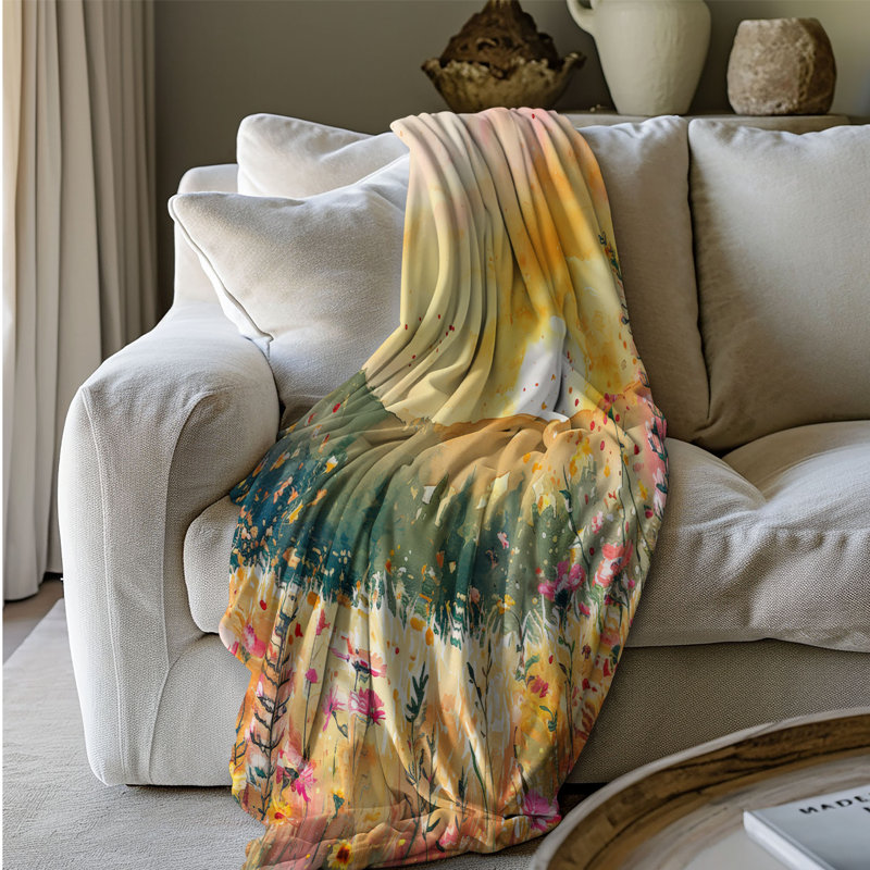 Jeté Sun-Kissed Petal Melody - 1 Piece Premium Sherpa B, 50 po x 60 po
