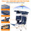 Chaise de camping d'extérieur avec auvent et panneau solaire de 30 W, chaise de camping, de plage et de sport portable avec repose-pieds amovible (paquet de 1 bleu)