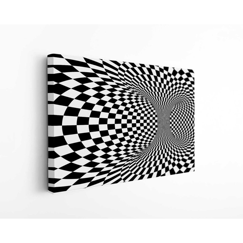 Chess Board Vortex Pattern Optical Illusion On Canvas Print, 30" H x 45" W x 1" D
