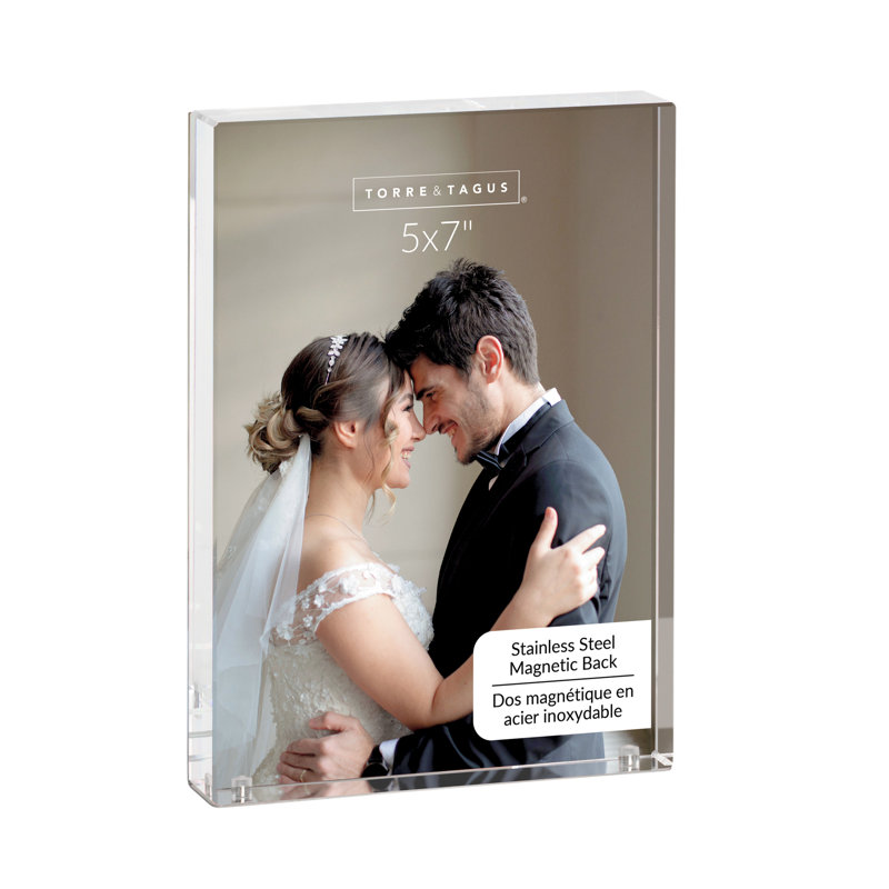 Cadre photo autoportant en acrylique 5 x 7 avec support en métal magnétique, 5 po x 7 po