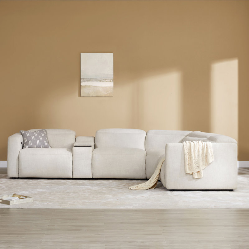 5-Piece Wall-hugger Power Reclining Sectionnal with Console, Right Hand Facing, 39.4" H x 138.2" W x 91.7" D