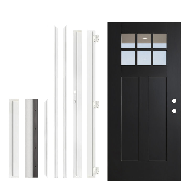 Modern Black FRP Exterior Doors, 36 x 80 LH Inswing, 2 Panel Craftsman