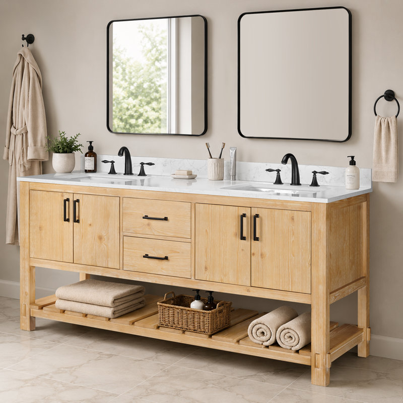 salle de bain, Spruce Light Brown, Black, 72"