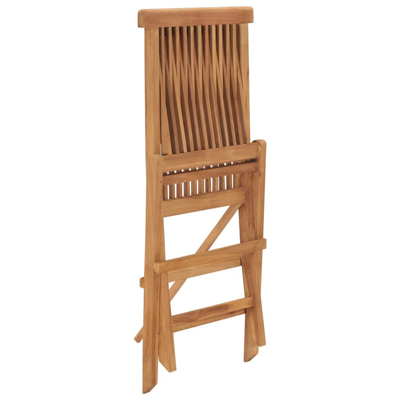 Feodosie 5 Piece Folding Patio Dining Set Solid Wood Teak