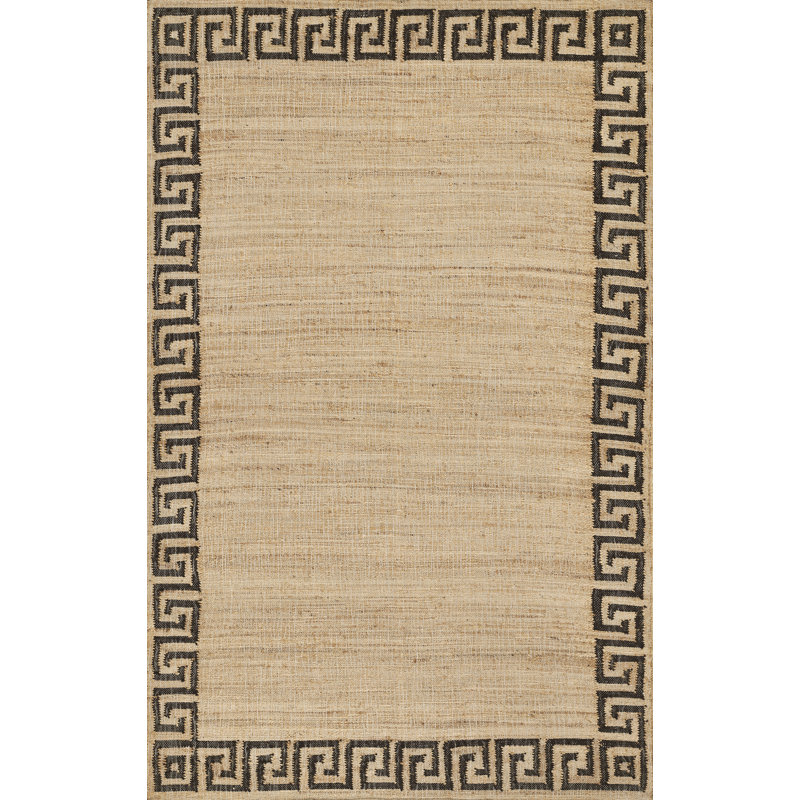 Erin Gates by Momeni Orchard Greek Key Jute and Wool Hand Woven Brown Area Rug, Rectangle 10' x 14'