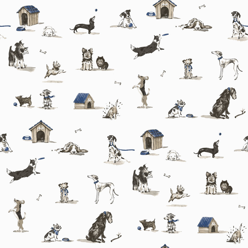 Kids and Teens Collection Doggies Wallpaper Roll, Navy