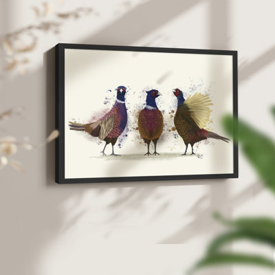 Trio de faisans - reproduction encadrée - réarmable