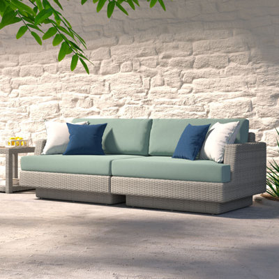 Ehrenfried 96'' Powder Coated Aluminum Outdoor Patio Sofa with Sunbrella® Cushions