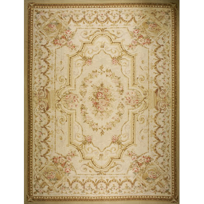 Vintage Large Aubusson Chinese Medallion Knotted Rug