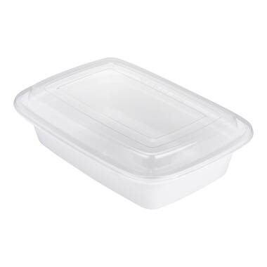 Asporto 32 oz Black Plastic 2 Compartment Food Container - with Clear Lid,  Microwavable - 8 3/4 x 6 x 2 - 100 count box