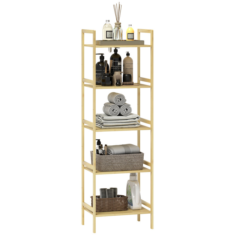 Bamboo Freestanding Bathroom Shelves, Natural Wood