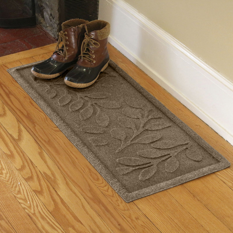 WaterHog Brittney Leaf 15 in. x 36 in. Indoor Outdoor Boot Tray, Camel